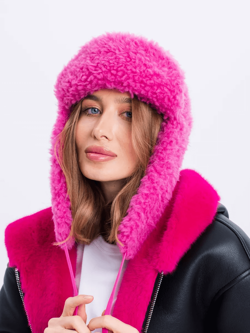 Ушанка теплая, фуксия, SilverFox