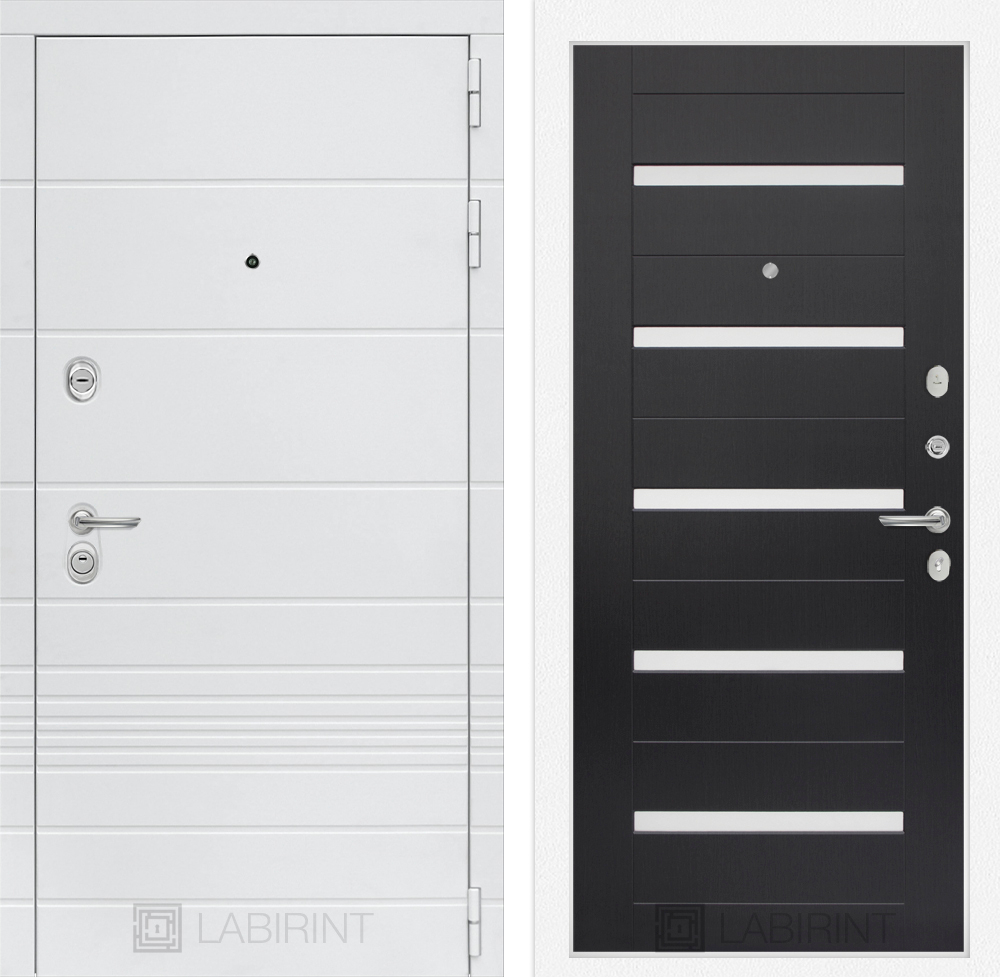 Дверь входная Лабиринт Трендо 01 - Венге, стекло белое металлическая