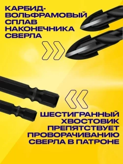 Сверла по керамике и стеклу, набор 7 шт.(3,4,5,6,8,10,12мм)