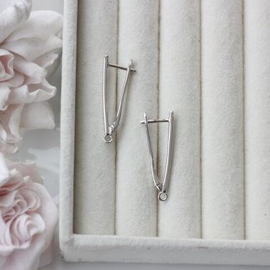 Швензы удлинённые 30*2 мм с английским замком, родий, Ш122