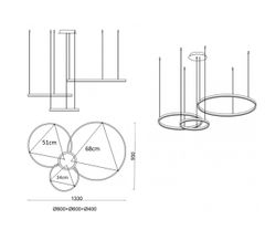Kink Light 08454-40+60+80P,36 Подвес ЛаураЛюкс латунь Led109W