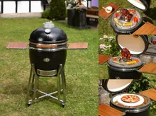 Керамический угольный гриль Monolith Classic Pro 2.0 Black, 43 см, чёрный, с ножками и столиками