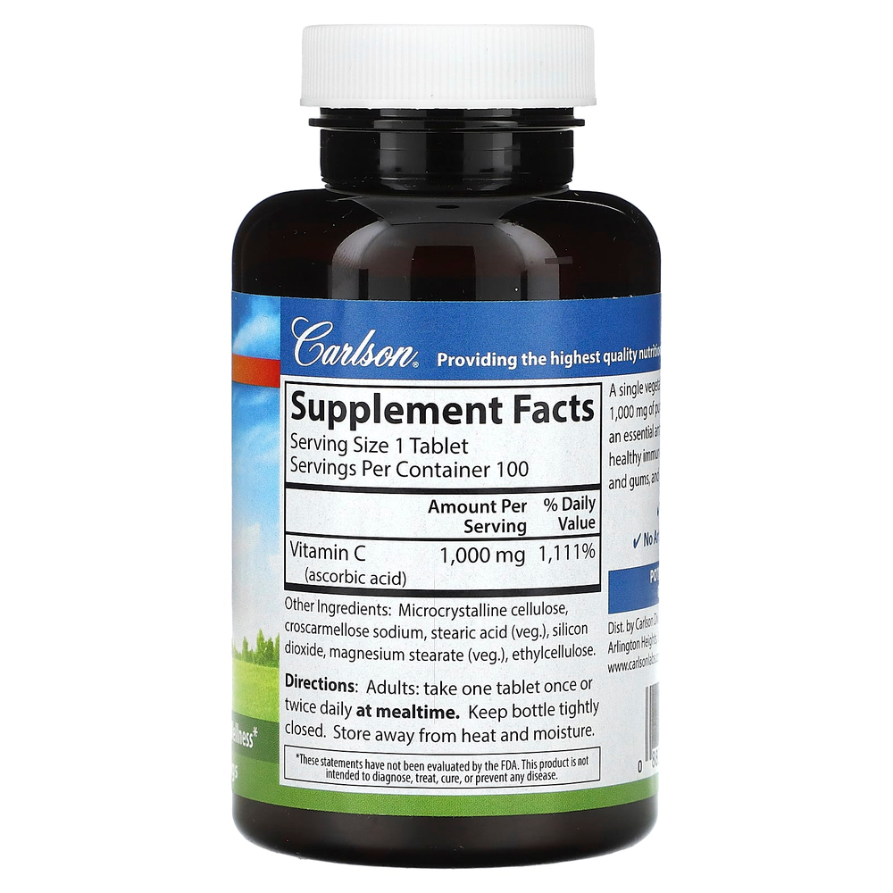Carlson, Витамин C, 1000 мг, 100 вегетарианских таблеток