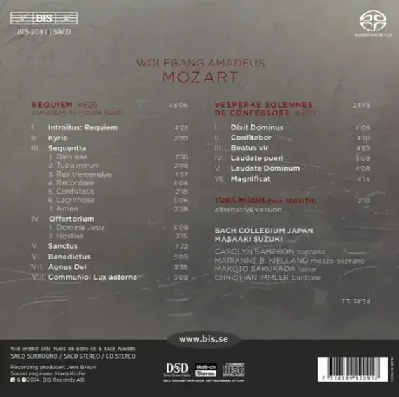 Masaaki Suzuki, Bach Collegium Japan - Mozart: Requiem - LP