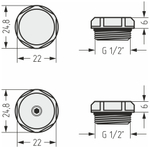 Спускной клапан с заглушкой Сунержа d 25 мм  (G 1/2" НР)