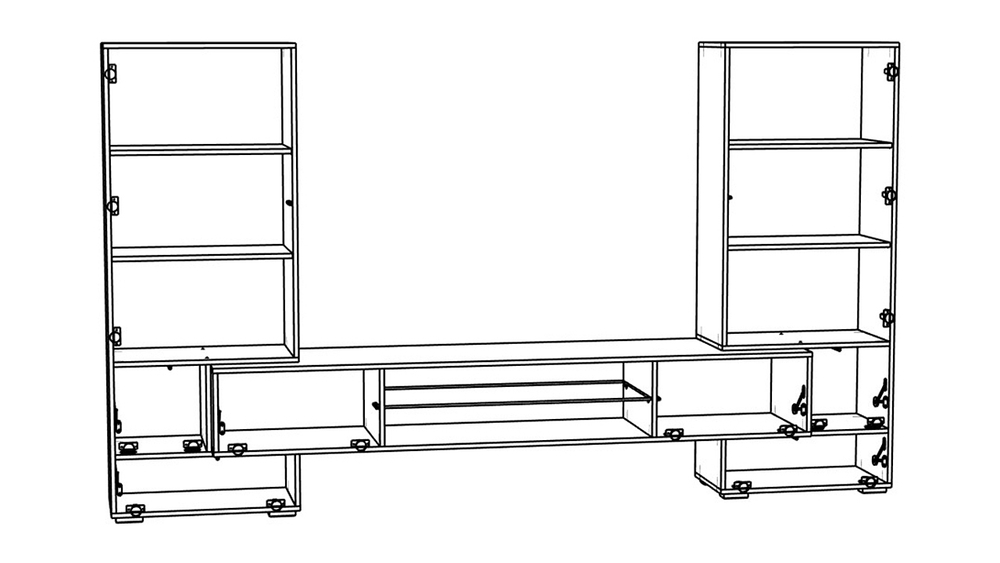 Гостиная 8 МДФ Белый DM635-6 / Белый Фасадный 0101 278*46*162 см, Белый, Белый Фасадный   Фиеста