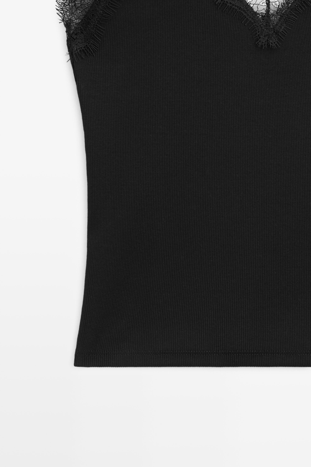 Massimo Dutti Топ на бретелях с кружевной отделкой, черный