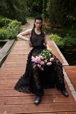 Юбка-макси прозрачная с цветами