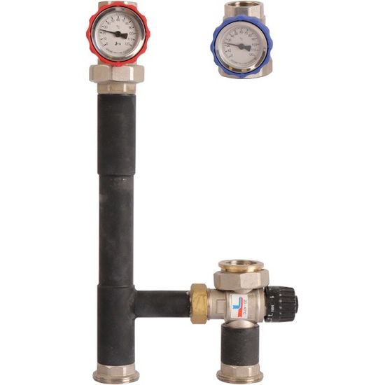 Насосная группа Rommer 1" с термостатическим смесит.клапаном (20-40°С) без насоса (RDG-0002-012501)