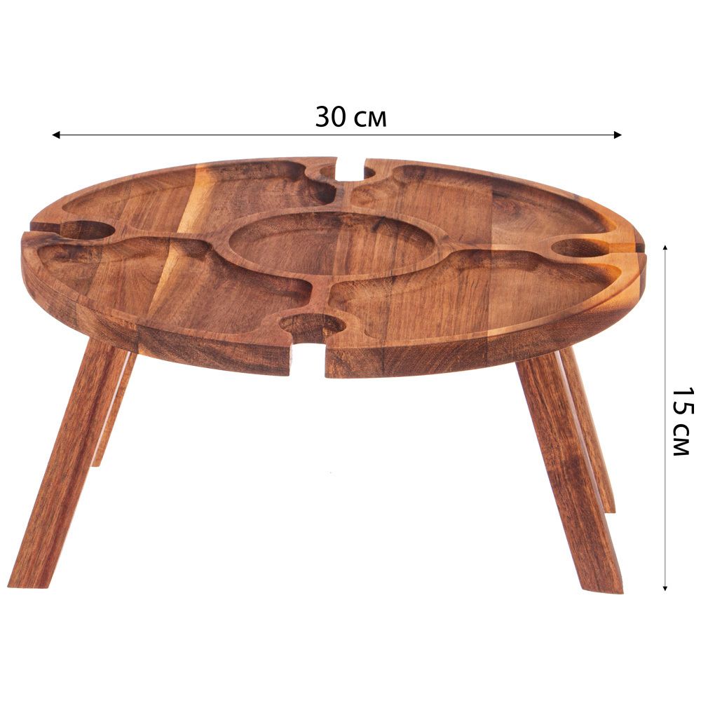 СТОЛИК AGNESS СЕРВИРОВОЧНЫЙ (ВИННЫЙ) АКАЦИЯ 30*30*15 СМ