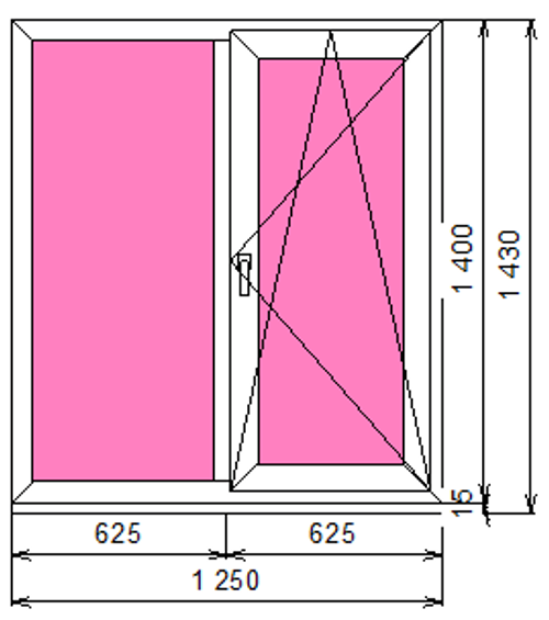 Пластиковое окно 1400 х 1250 ТермА Эко