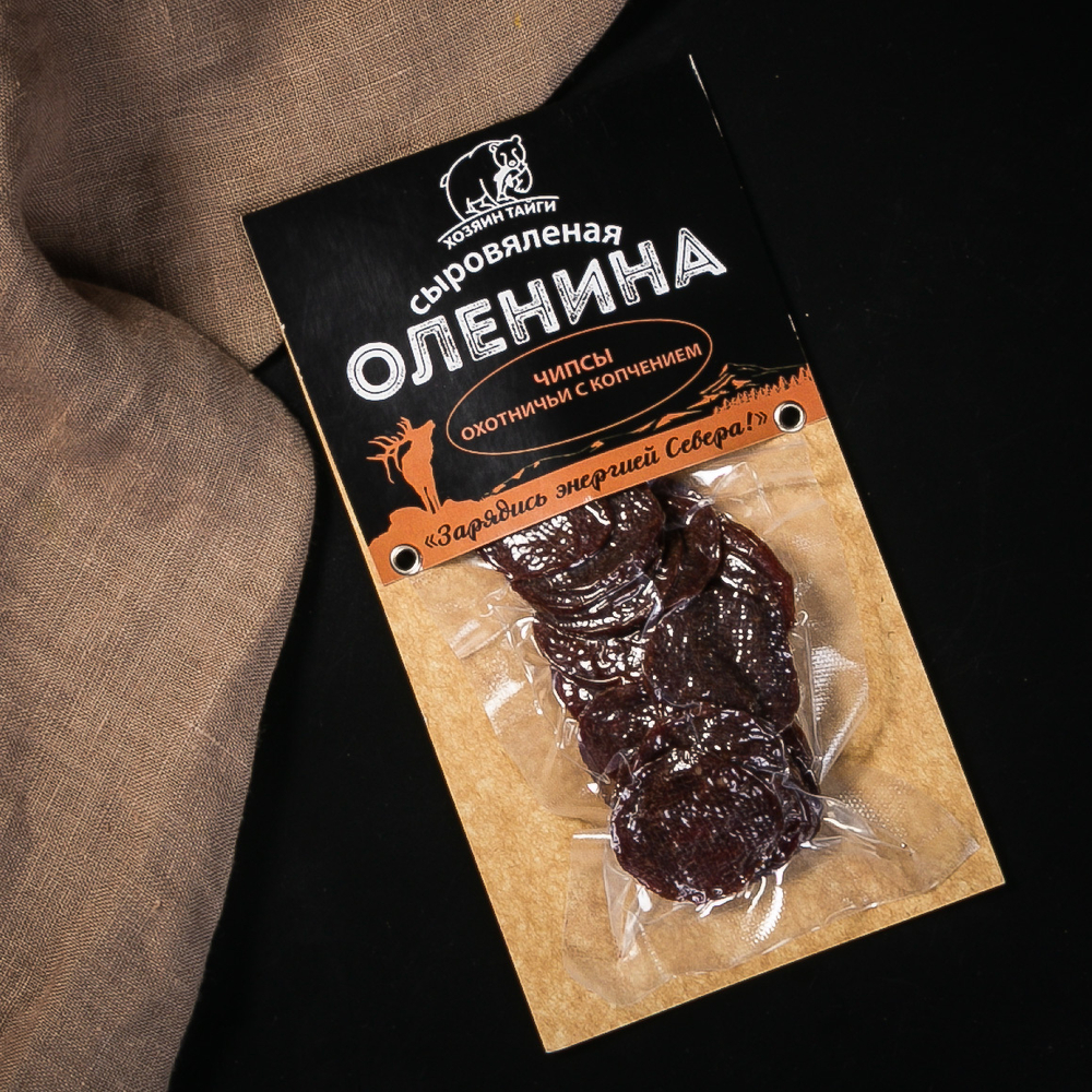 Оленина сыровяленая чипсы охотничьи с копчением в/у