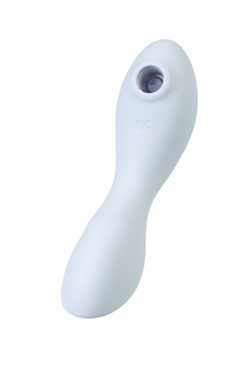 Вакуумный стимулятор клитора с вибрацией Satisfyer Curvy Trinity 5+ Connect App, голубой, 16,5 см