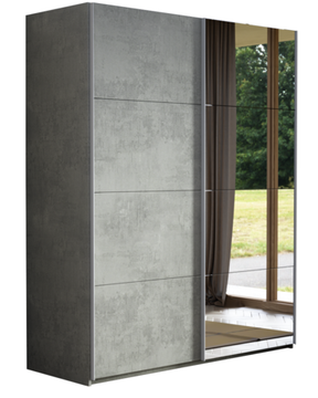 Шкаф-купе ЭСТА  Дуо ДЗ бетон , диамант серый, крафт табачный