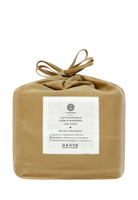 Постельное белье 1.5 спальное Luxberry коллекция Лен и Хлопок горчичное