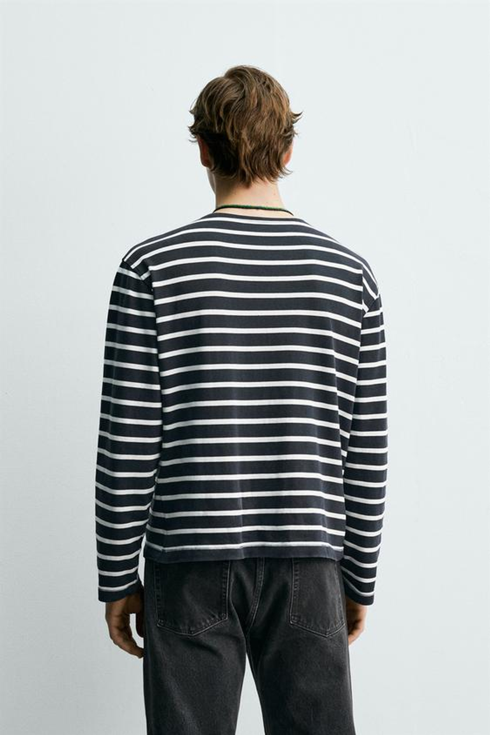 ZARA Х AARON LEVINE ФУТБОЛКА ЖАККАРД В ПОЛОСКУ, СИНИЙ/БЕЛЫЙ