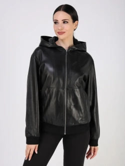 Кожаная куртка демисезонная с капюшоном