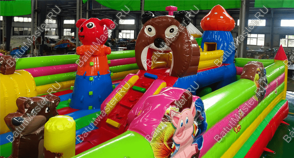 Детский надувной батут-горка "Маша и медведи" 12*9*5 м