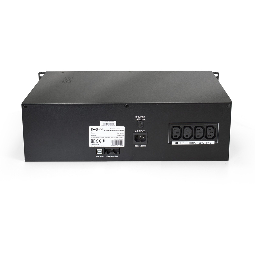 Источник бесперебойного питания Exegate EP285776RUS ИБП ExeGate ServerRM UNL-1500.LCD.AVR.С13.RJ.USB.3U &lt;1500VA / 900W, LCD, AVR, 4*IEC-C13, RJ45 / 11, USB, 3U, Black&gt;