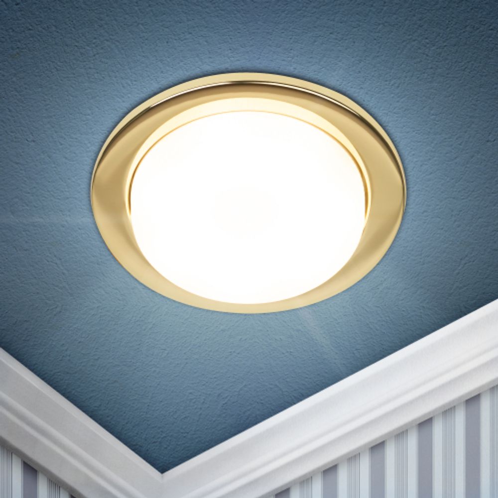 Светильник встраиваемый ЭРА KL70 GD /1 под лампу GX53 золото | Встраиваемые светильники Для ламп GX53