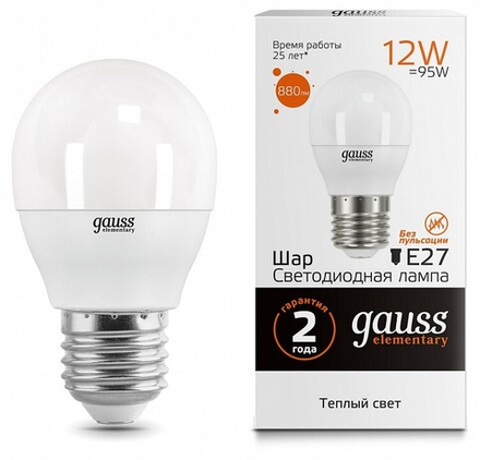 Лампа светодиодная Gauss LED Elementary E27 12Вт 3000K 53212