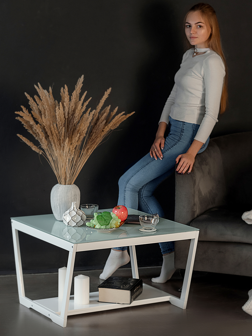 Стол журнальный Мебелик BeautyStyle 1 белый глянец-стекло белое