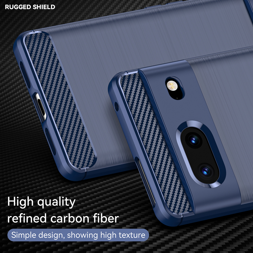 Мягкий гибкий чехол в стиле карбон для Google Pixel 7, синий цвет, серия Carbon от Caseport