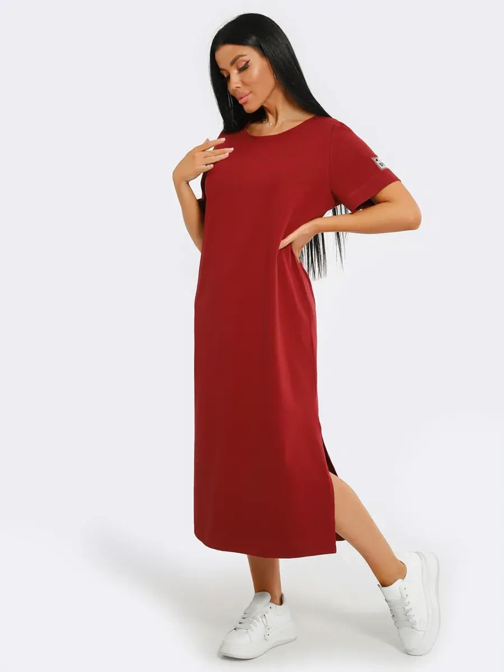 Платье хлопок однотон большие размеры