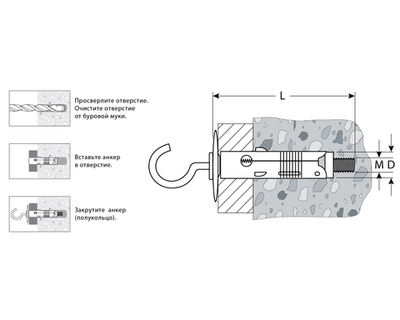 ЗУБР 9 х 46 мм, 50 шт, облегченный анкер с полукольцом (4-302412-05-046)