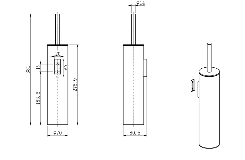 Туалетный ершик в комплекте WONZON & WOGHAND, Белый матовый (WW-V4601-MW)