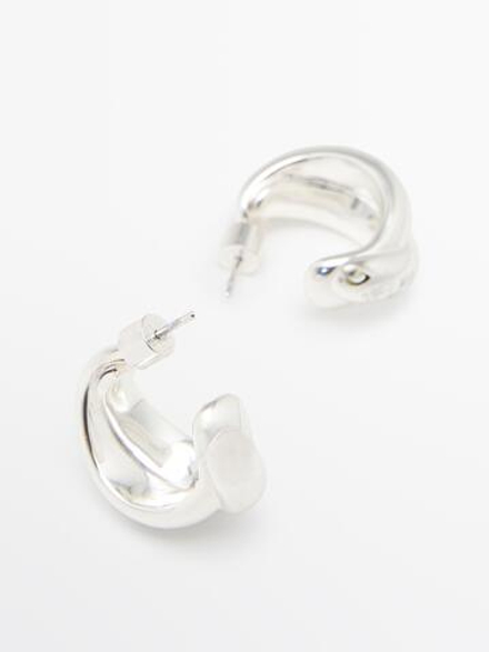 Massimo Dutti Незамкнутые серьги-кольца, серебряный