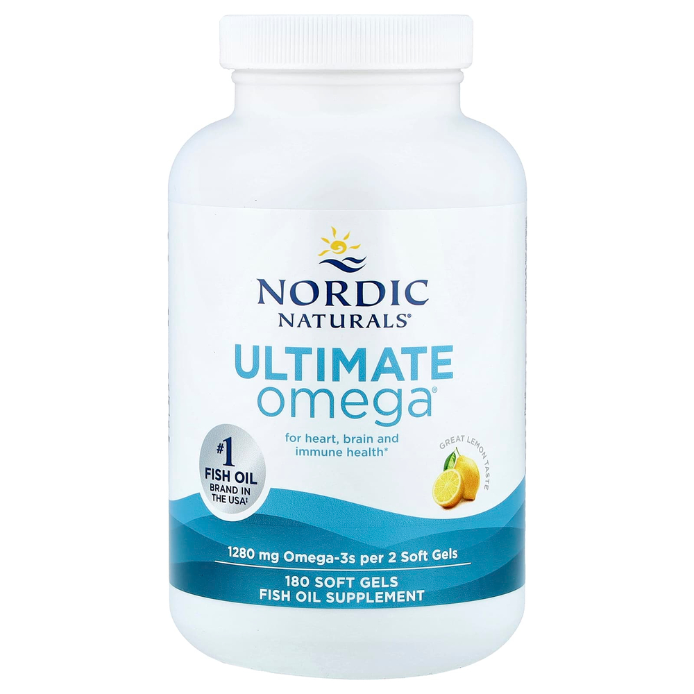 Nordic Naturals, Ultimate Omega®, омега-3 кислоты, со вкусом лимона, 180 капсул (640 мг в 1 капсуле)