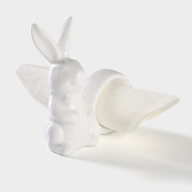 Кольцо для салфеток «Зайка», 9.1×4.3×10.5 см, доломит, белое