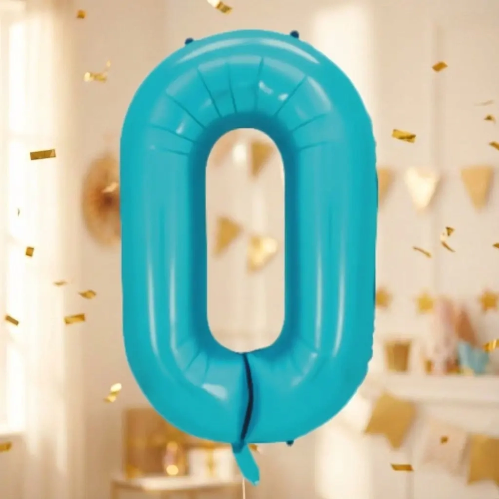 Шар фольгированный 32'/81см «Цифра «0» (голубой)