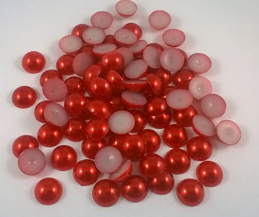 Полубусины, пластик, 10мм, цвет: красный, 1уп = 50г(~220шт)