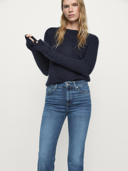 Massimo Dutti Расклешенные джинсы с высокой посадкой, средний синий