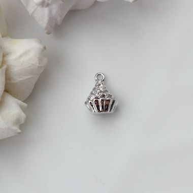 Подвеска Капкейк с фианитами 14*10 мм, родий, П333