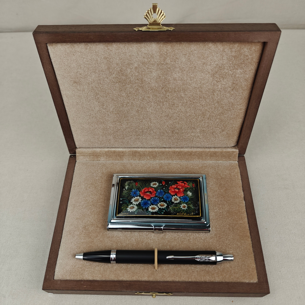 Набор "Полевые цветы" визитница персональная, ручка