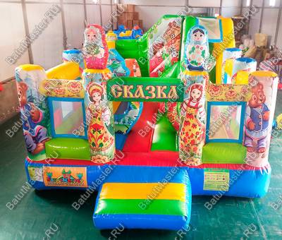 Коммерческий надувной батут "Русские сказки", 6x4x2.5 м.