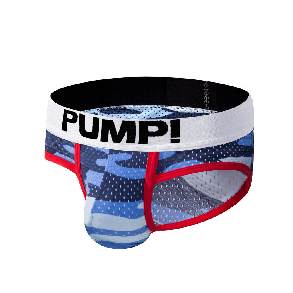 Мужские трусы брифы камуфляжные синие сетчатые PUMP! PU187-9