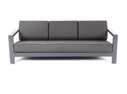 "Гранада" диван 3-местный, каркас алюминий темно-серый (RAL7024) шагрень, ткань темно-серая 027