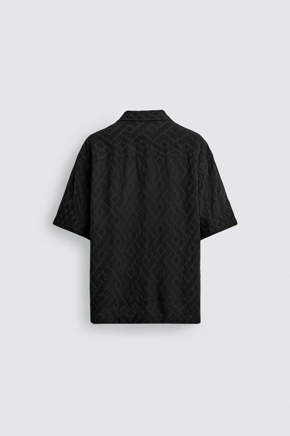 ZARА РУБАШКА JACQUARD С ГЕОМЕТРИЧЕСКИМ УЗОРОМ, ЧЕРНЫЙ