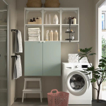 Комбинация для ванной - IKEA ENHET, 120х32х150 см, белый/серо-зеленый, ЭНХЕТ ИКЕА