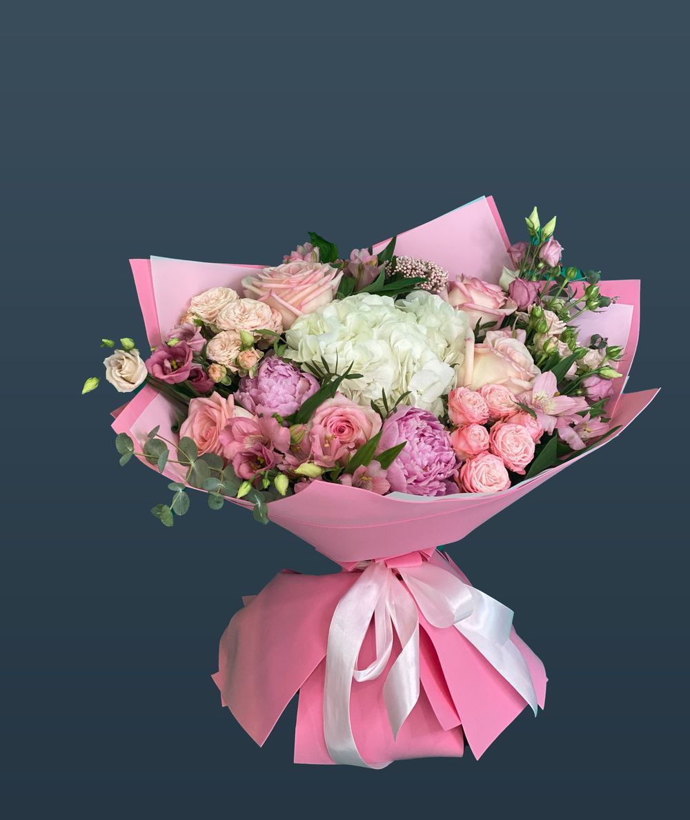 Букет в розовом формате