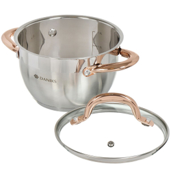 Кастрюля нерж, 1.8 л, с крыш, Daniks, Мадрид Gold, SD-316G, индукц