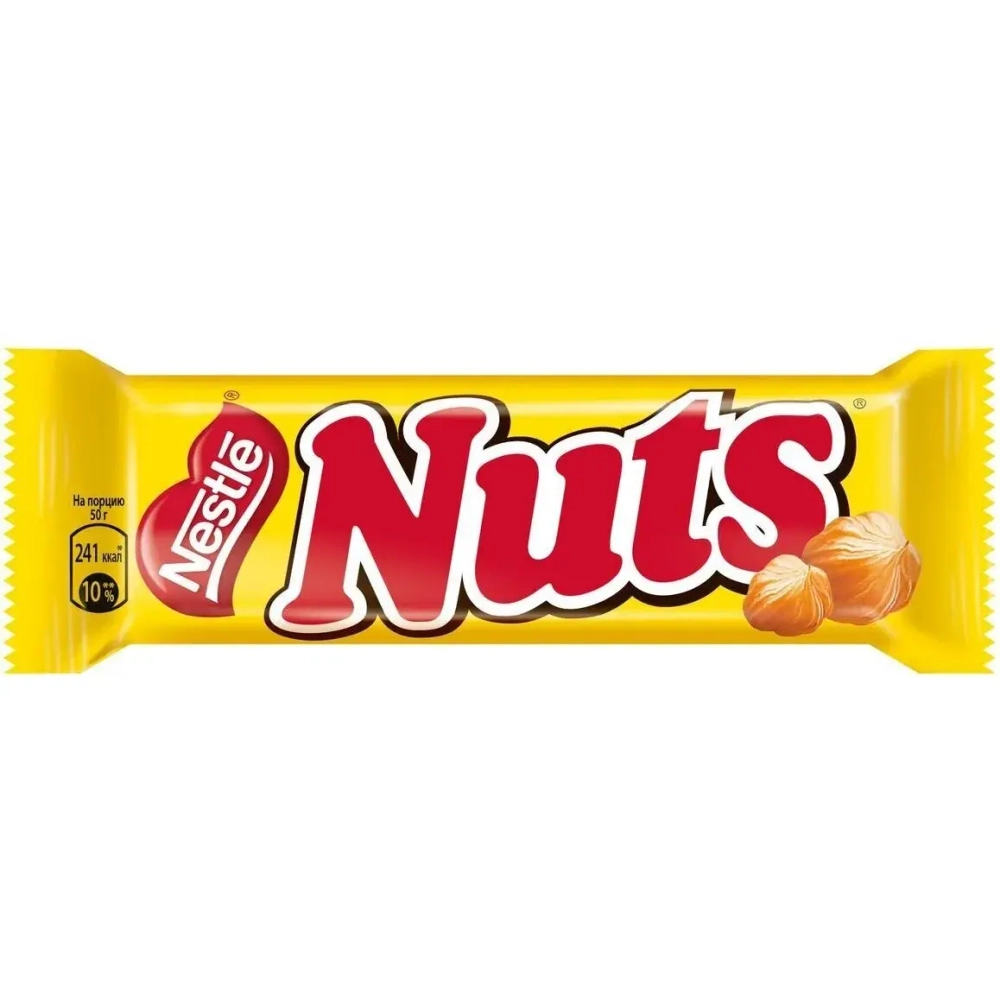 Nuts Батончик шоколадный, 50гр, блок 30шт., Натс