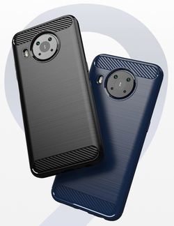 Синий защитный чехол на телефон Nokia X10 и X20 с 2021 года, серия Carbon (стиль карбон) от Caseport