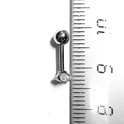 Микроштанга ( 6 мм) для пирсинга уха с белым кристаллом Сердце 4 мм. Медицинская сталь. 1шт.