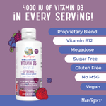 MaryRuth's, Megadose Vitamin D3, липосомальный витамин D3, ягодное ассорти, 4000 МЕ, 225 мл (7,6 жидк. унции)
