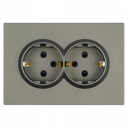 Розетка двойная с заземлением и со шторкой Stekker Эмили 49934